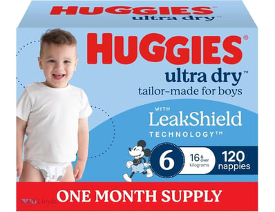 Huggies Ultra Dry Nappies Boys Size 6 (16+kg) 120 ...