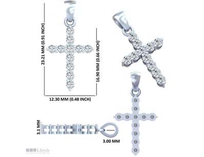 0.43 CT ROUND DIAMOND CROSS PENDANT IN 18KT WHITE ...