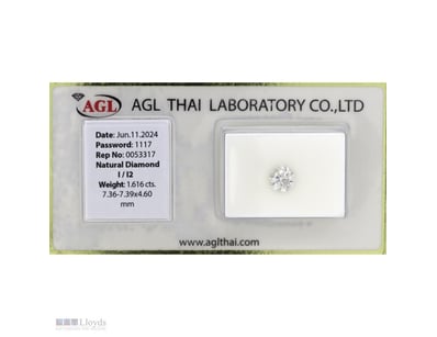 1.616CT CERTIFIED, NATURAL DIAMOND     

Round Bri...