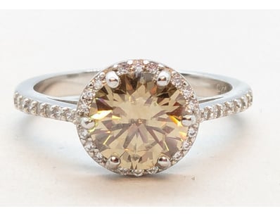 SILVER CHAMPAGNE ROUND BRILLIANT CUT DIAMOND RING
...