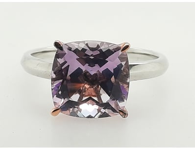 AMETHYST, ROSE GOLD, STERLING SILVER AND 10CT ROSE...