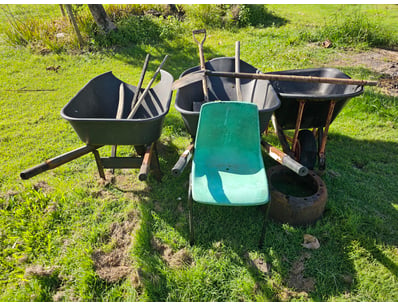 Assorted equipment including, wheel barrows quanti...