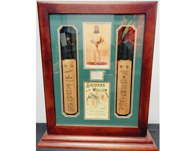 FRAMED "SOLDIERS OF THE WILLOW" CRICKET MEMORABILI...