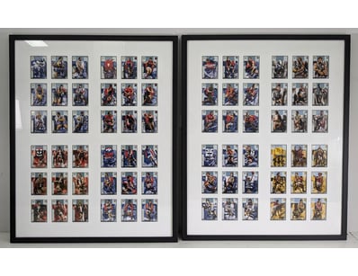 FRAMED COLLECTION OF SIGNED AFL TRADING CARDS , SE...