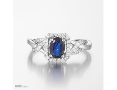 14CT WHITE GOLD AUSTRALIAN SAPPHIRE AND DIAMOND DR...