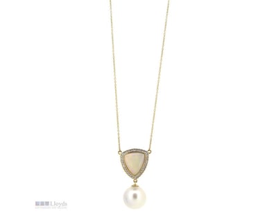 14K YELLOW GOLD, 4.41CT ANDAMOOKA OPAL, WHITE CULT...