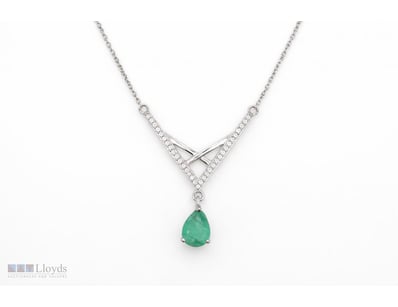 NATURAL ZAMBIAN EMERALD NECKLACE ON 925 SILVER - W...