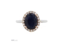 14K White/Rose Gold, Blue Sapphire And Diamond,