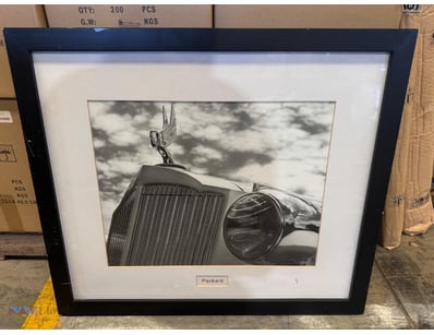Framed black and white photograph of a vintage Pac...