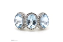 14K White Gold, Aquamarine And Diamond, Halo