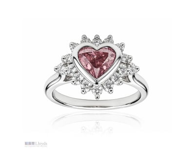 FANCY PINK DIAMOND HEART CLUSTER RING OF ARGYLE OR...