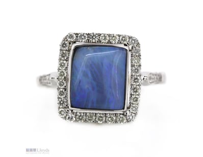 14K WHITE GOLD, 2.62CT AUSTRALIAN BOULDER OPAL AND...