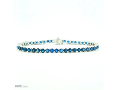 9CT WHITE GOLD CEYLON SAPPHIRE LINE BRACELET      ...