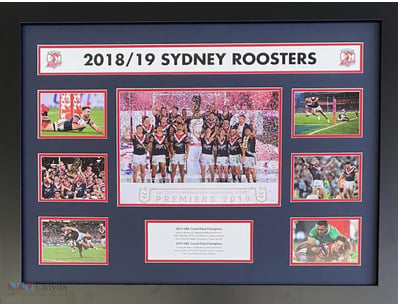 SYDNEY ROOSTERS, 2018/19 NRL PREMIERS

Framed Usin...