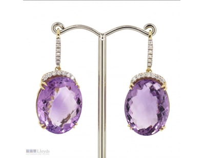14K YELLOW GOLD, AMETHYST AND DIAMOND, STATEMENT D...