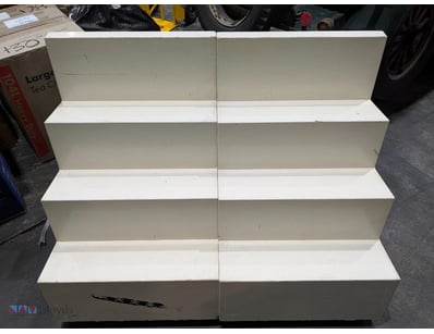 2x Display Stands, White with storage on Wheels 

...