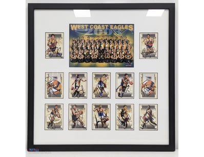 WEST COAST EAGLES TEAM HAND SIGNED & FRAMED 2003 S...