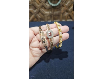 3XPCS  GOLD PLATED BANGLES WITH CUBAIC ZIRCONIA  S...