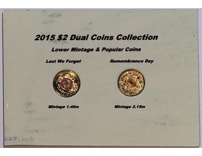 2015  DUAL $2 COINS COLLECTION  LOWER MINTAGE & PO...