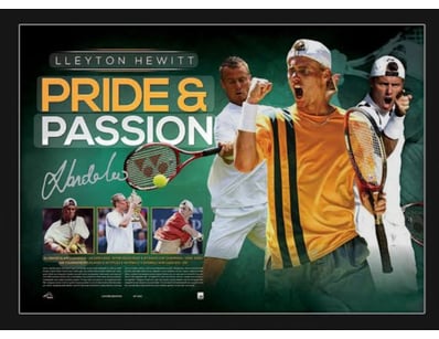 2X LLEYTON HEWITT "PRIDE AND PASSION" SIGNED PRINT...