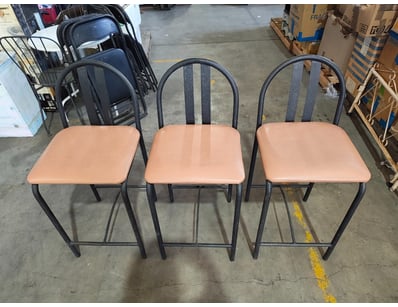 Set of three bar-height stools featuring black tub...