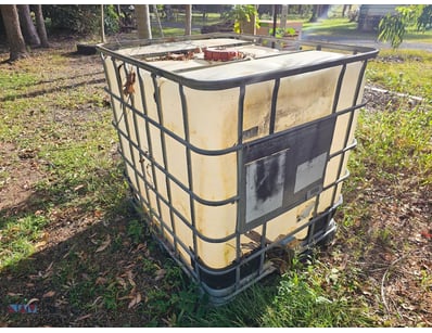 Intermediate Bulk Container (IBC) tank, approximat...