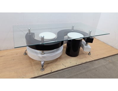 Coffee Table, Glass Top, Double S Shape with Metal...