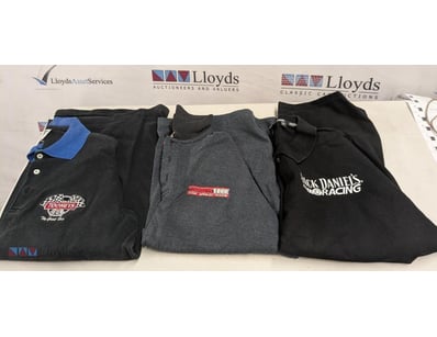COLLECTION OF THREE VINTAGE RACING-THEMED POLO SHI...
