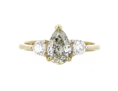 14K YELLOW GOLD AND DIAMOND, TRILOGY RING.      

...