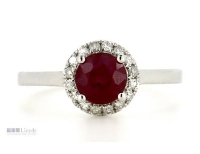 14CT WHITE GOLD, RUBY AND DIAMOND, VINTAGE INSPIRE...