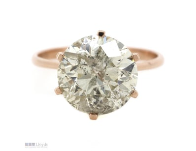 14K ROSE GOLD, 5.04CT FANCY YELLOW DIAMOND, SOLITA...