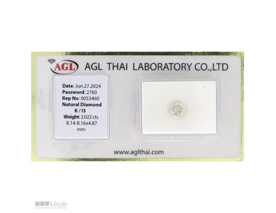 2.022CT CERTIFIED, NATURAL DIAMOND     

Round Bri...