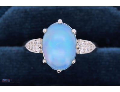 NATURAL ETHIOPIAN OPAL RING ON 925 SILVER - WITH C...