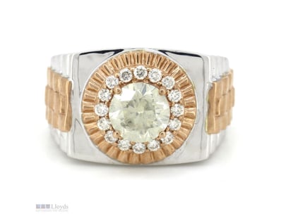 14K WHITE/ROSE GOLD AND DIAMOND, GENTS RING.      ...