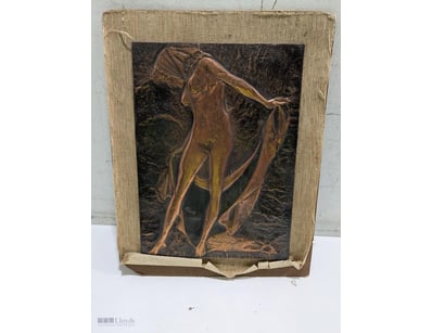 A classical bronze relief plaque depicting a nude ...
