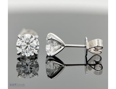 3.26 CARATS PLATINUM DIAMOND SOLITAIRE EARRINGS IG...