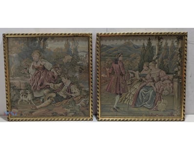 PAIR OF 18TH CENTURY ROCOCO NEEDLEPOINT TAPESTRIES...