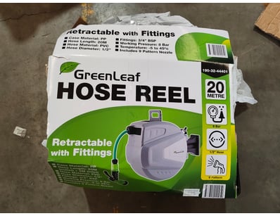 GreenLeaf retractable hose reel, 20-metre capacity...