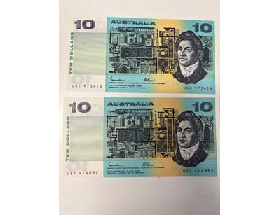 AUSTRALIAN $10 BANKNOTES, R309 (UNC)

CV: $60 EA...