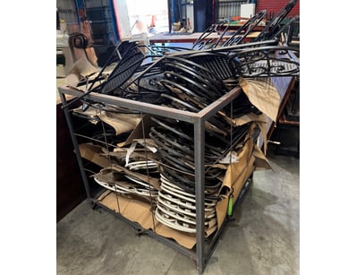 Metal crate of metal chairs (Sold with metal crate...