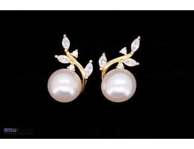 SOUTH SEA PEARL EARRINGS ON 925 SILVER - WITH CERT...