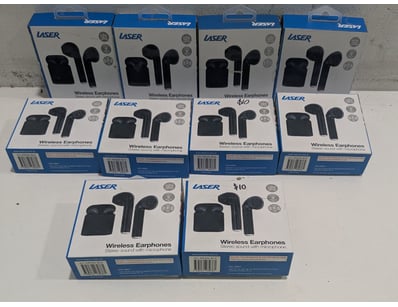 Bulk lot of 10x Laser brand wireless earphones wit...