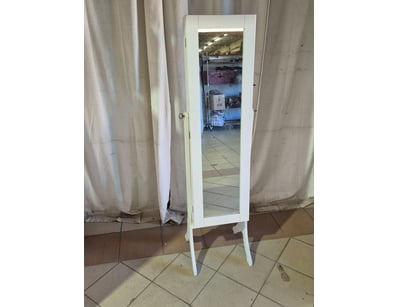 Lockable mirror with storage inside, white finish....