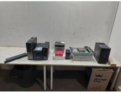 Assorted items including APC UPS, Dell optiplex 99...