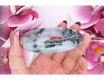 NATURAL BURMESE JADE BANGLE ON 925 SILVER - WITH C...