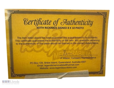 KEITH RICHARDS SIGNED AND FRAMED CONCERT PIECE

...