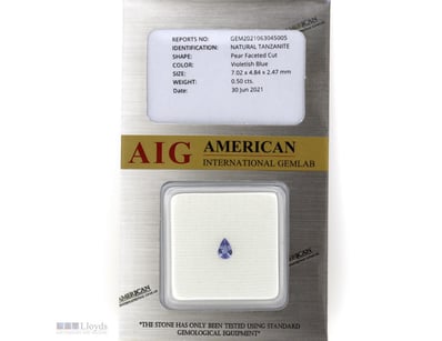 0.50CT CERTIFIED, NATURAL TANZANITE     

Pear Fac...