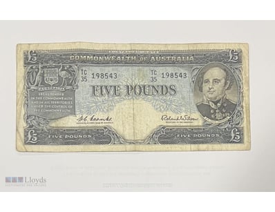 1960-COMMONWEALTH OF AUSTRALIA 5 POUNDS COOMBS/WIL...