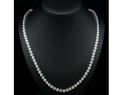 14K WHITE GOLD AND 16.27CT TDW DIAMOND, RIVIERA NE...