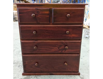 Antique mahogany chest of drawers featuring five s...